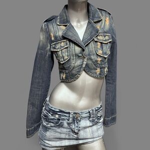 Vintage Y2K Ultra Cropped Jean Jacket